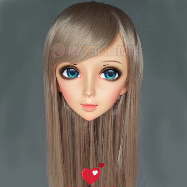 (Ying 03) Женская милая девочка резиновая полуголовая маска кигуруми с BJD глазами