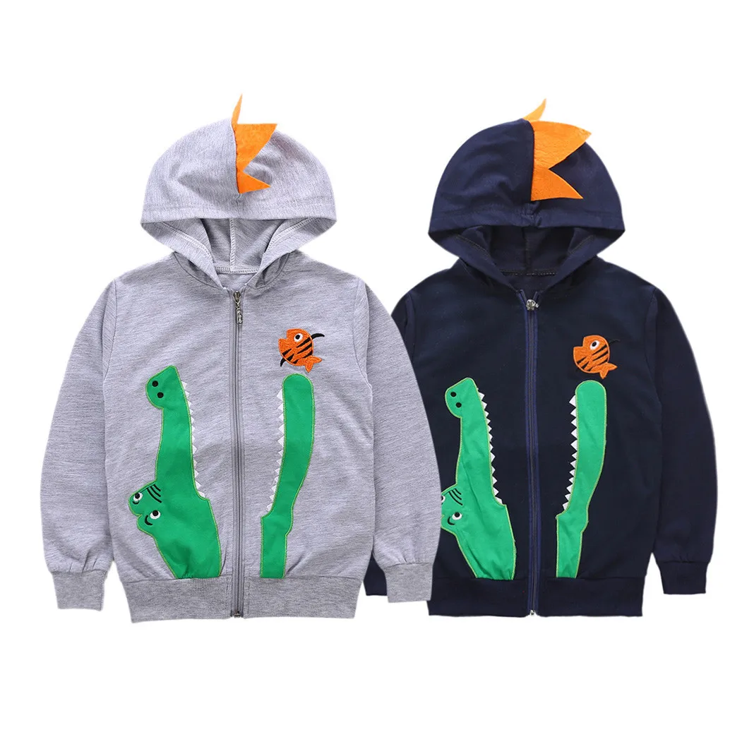 

Fashion Infant Kids Baby Boys Girls Cartoon Embroidery Hooded Pullover Cotton Tops Clothes Zipper Coat clothes