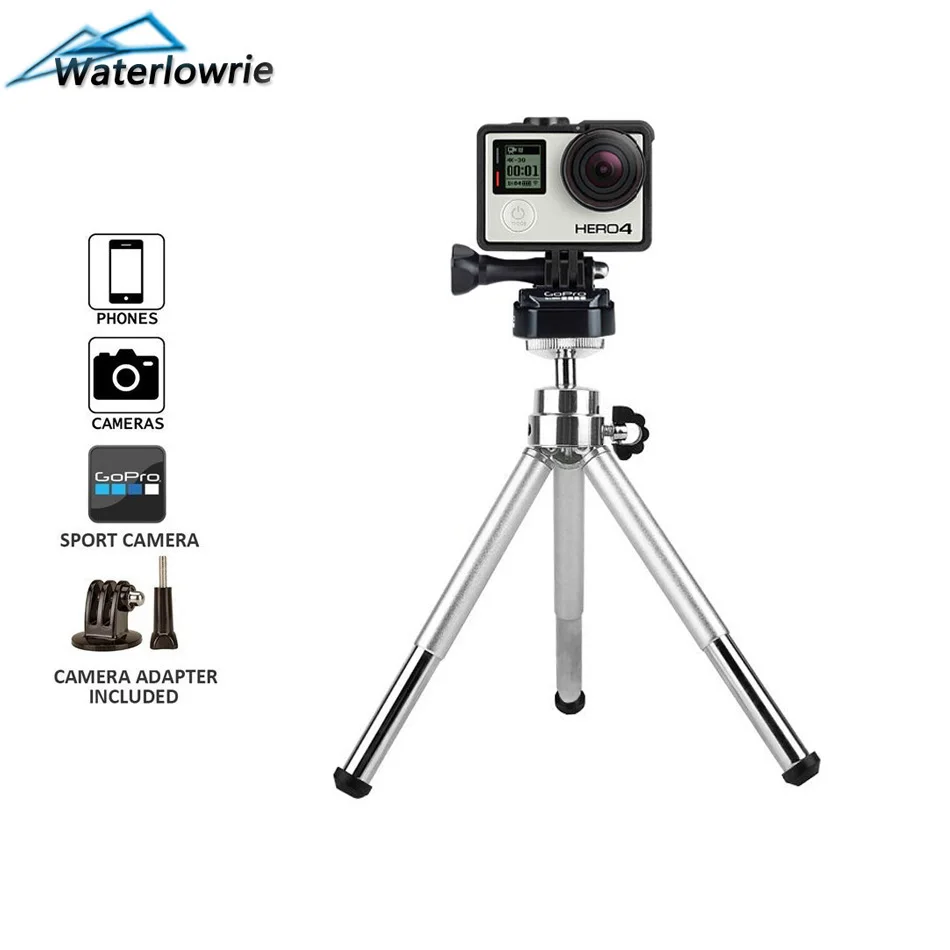 

Waterlowrie Camera Tripod Portable Mini Metal Mobile Phone Holder For Yi Gopro SJCAM & Samsung Xiaomi Huawei Phone Accessories