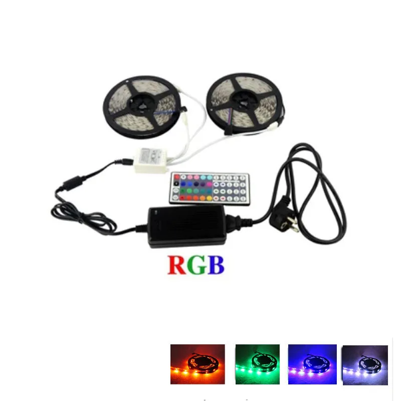 

2 x 5M 12V 5050 RGB LED strip LED tape +44 key remote controller + Power Supply Kit Flexible LED Tape kit