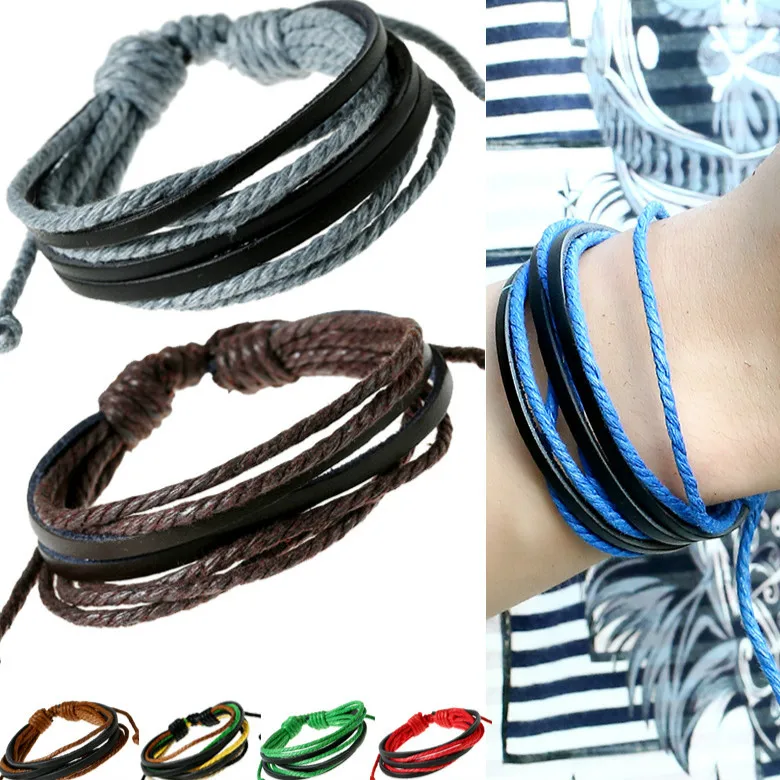 

Wrap Multilayer Retro Leather Bracelets Men Women Pulseira Bracelet Charm Bracelets for women Jewelry Gifts Owmen Jewelry