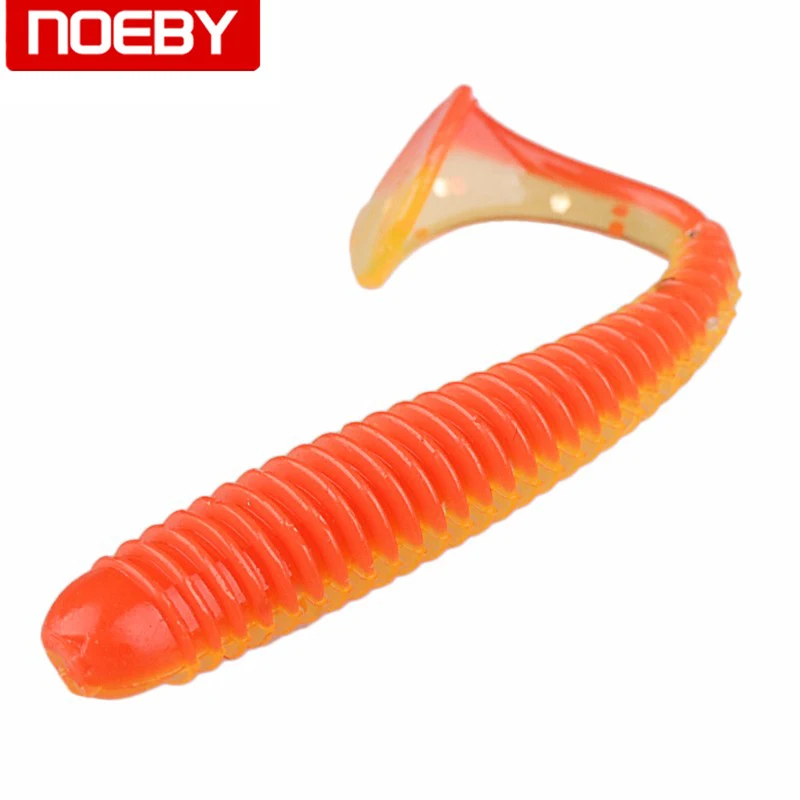 6 шт./пакет NOEBY мягкие приманки 2 размера искусственный червь весло приманка Tail Grub