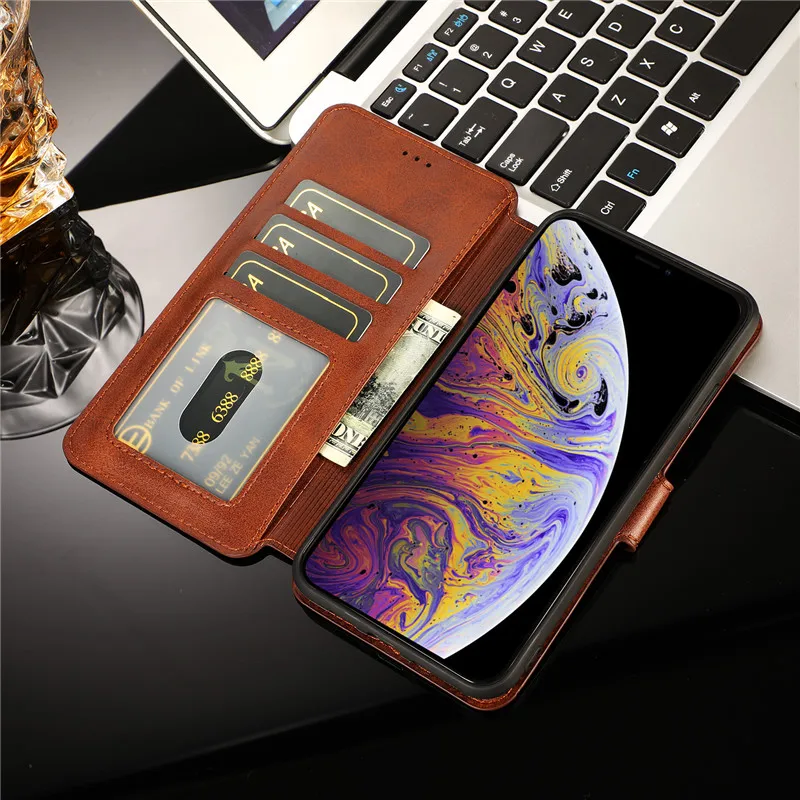 Vintage Leather Flip Wallet Case For iPhone 11 Pro X XS MAX XR 5 5s SE 6 6s 8 7 Plus Magnetic Card Holder Phone Cover Coque Etui