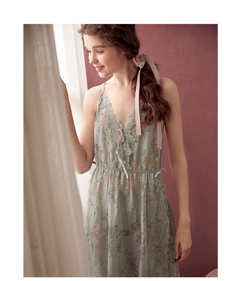 Women Sexy Sleepwear Nightgowns Sexy Nightwear Lace Crochet Backless Sling Sleeping Dress Lady Nighty Lingerie Sleep Wear