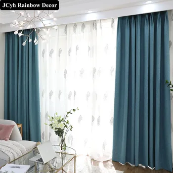 

JCyh Luxury Linen Pure Blackout Curtains For Living Room Bedroom Modern Thick Curtains For Window Curtains Fabric Drapes Panel