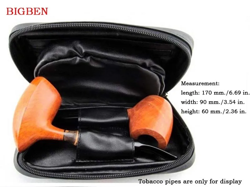 3 genuine leather yellow stripe smoking pipe pouches