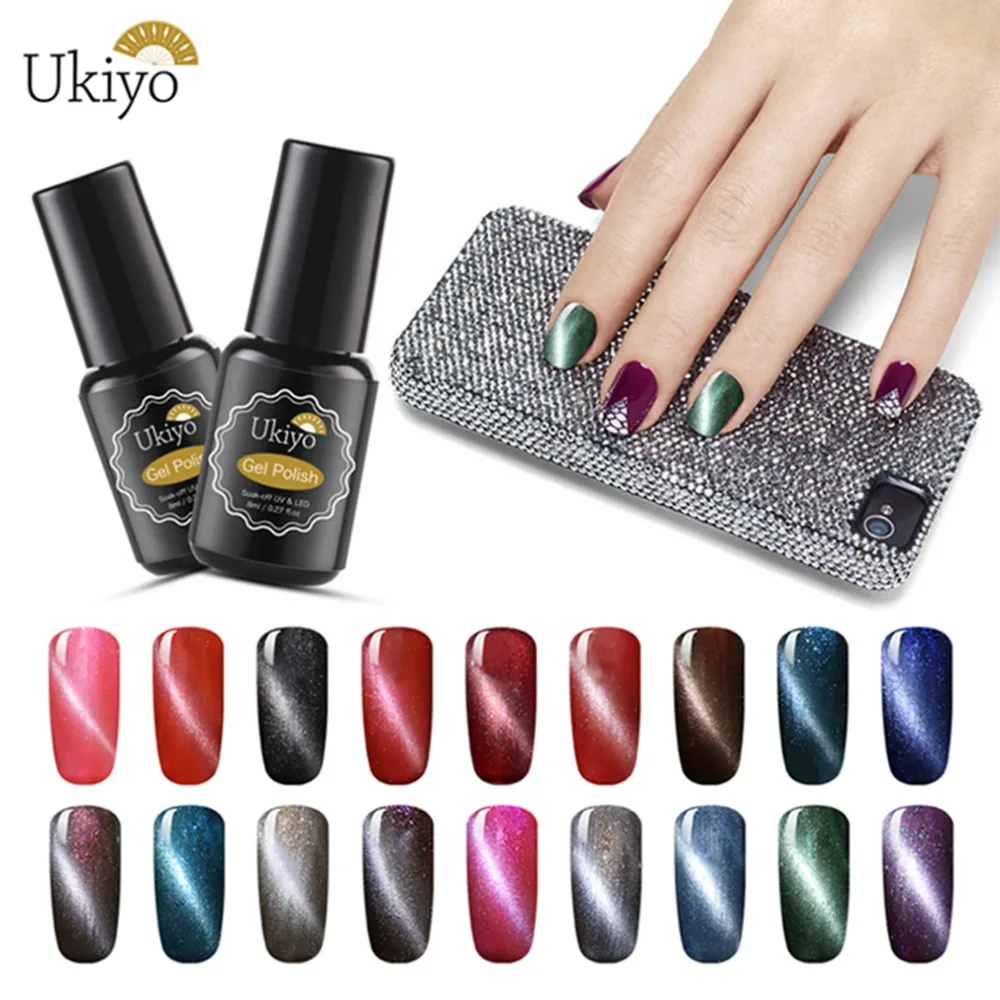 

Ukiyo 8ml 3D Cat Eye Magnet Gel Nail Polish UV LED Gel Varnish Nail Art Soak Off Enamel Lacquer Vernis Semi Permanent Gel Polish