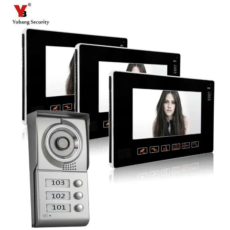 

YoBang Security 9 Inch TFT Touch Screen Color LCD Video Door Phone Wired Video Intercom 3 white Monitor Doorbell Intercom system