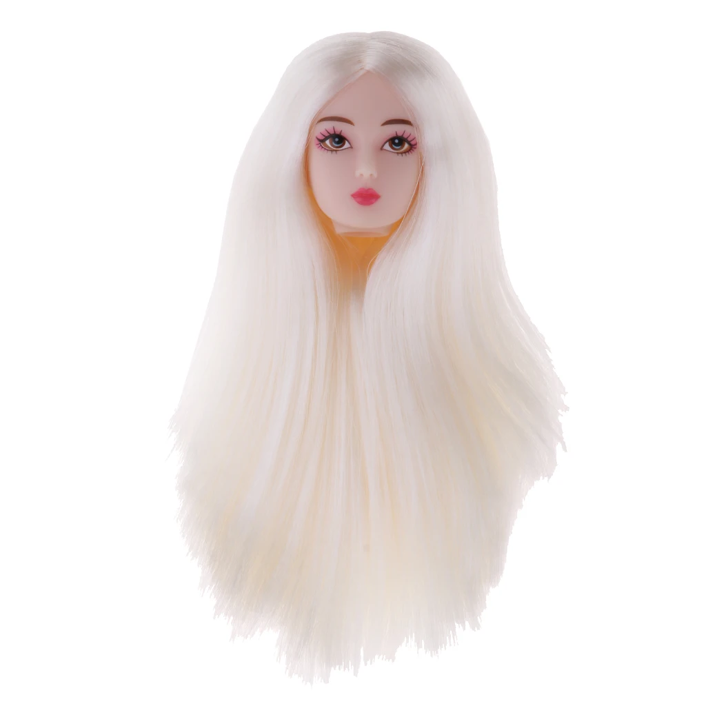 1/6 Female Action Figures BJD Head Sculpt White Hair Action Figure Head Wig DIY Custom for DOD SD DD Custom Parts Hair Accessory