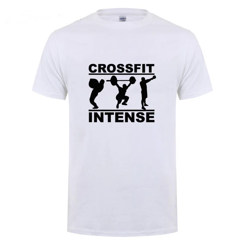 Надпись crossfit intense футболка для мужчин подарок на день рождения хлопковая