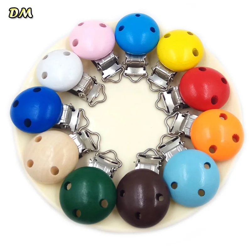 

1pcs Baby Pacifier Clip Holder Soother Pacifier Solid Color Infant Dummy Clips For Baby Clasps Holders DIY wood Accessories