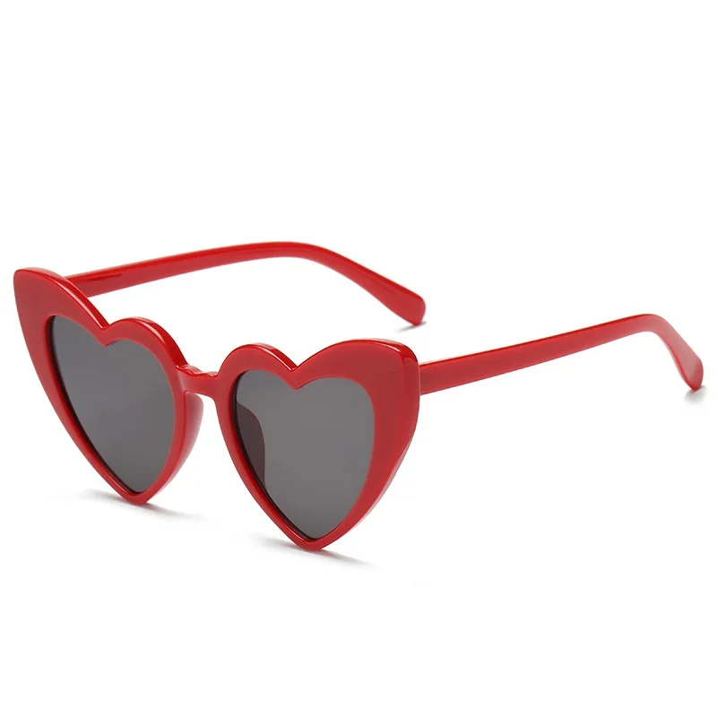 Vintage Retro Fashion Womens Heart Shaped Sunglasses Plastic Frame Red