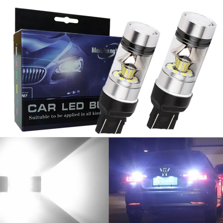 

2Pcs T20 W21/5W Led Bulb 7443 Led 580 Car Brake Reverse Backup Light Auto Parking DRL Fog Light Driving Lamp 6000K White 12V-24V