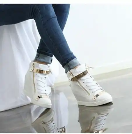 women's high top wedge sneakers