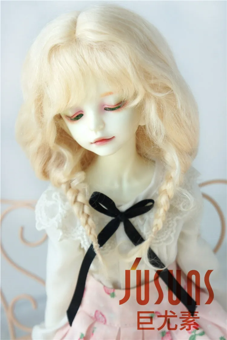 D2033B 1/4 MSD красивый мохеровый кукольный парик длинный курчавый BJD волосы Размер 7-8 дюймов мягкий мохеровый парик - Цвет: Blond M9