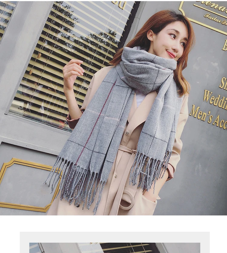 Высокое качество длинный кашемировый шарф Для женщин теплые мягкие платки дамы Шарфы для женщин Элитный бренд кисточкой пашмины шали