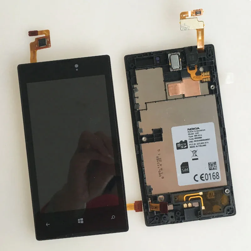 For Nokia Lumia 520 LCD Display Touch Screen Digitizer Glass Assembly Panel Frame Relacement