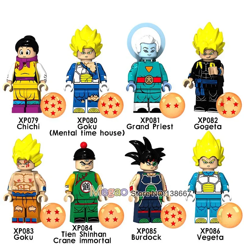 

40PCS/LOT Dragon Ball Z Action s Grand Priest Crane Immortal Vegeta Chichi Building Blocks Model Toys for Children