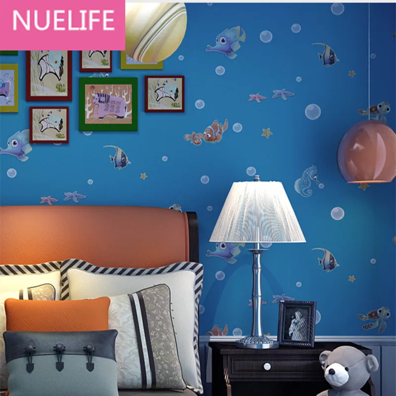 

0.53x10 Meter Lovely underwater world pattern non-woven wallpaper kids room kindergarten living room bedroom wallpaper