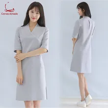 Новое летнее платье косметолога рабочая одежда салонная одежда стрейч для похудения Спа униформа для салонов красоты