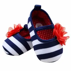 Для новорожденных модная одежда для девочек в полоску с цветочным принтом Обувь для младенцев мягкая подошва детская обувь для девочек