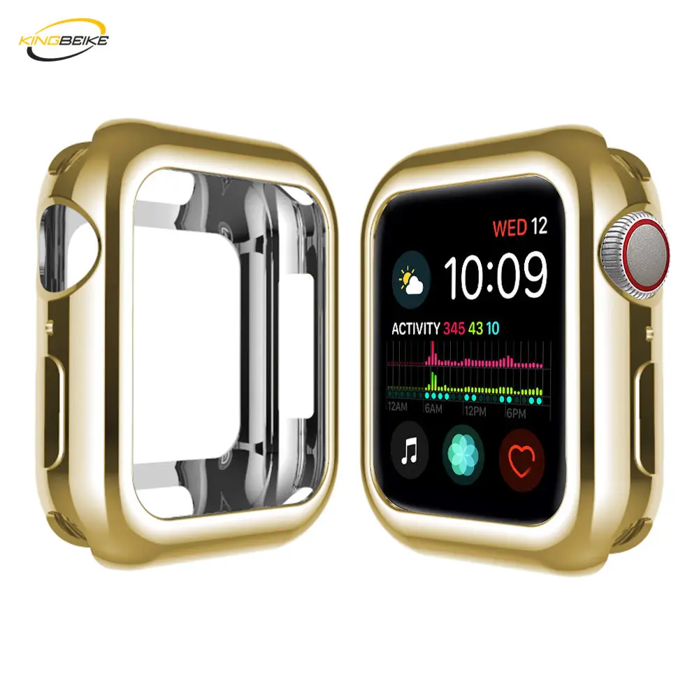 

KINGBEIKE 6 Colors Soft Fashion TPU Case For Apple Watch Series 4 Full Protection Cover Frame Watch Case For iWatch 40mm 44m