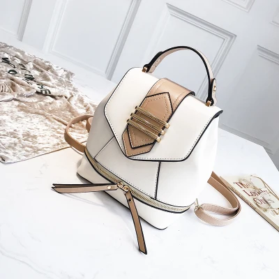 DORANMI маленький рюкзак с пряжкой, женские школьные сумки, роскошный фирменный дизайн, повседневный кожаный рюкзак на молнии, Mochila Sac SJB301 - Цвет: White