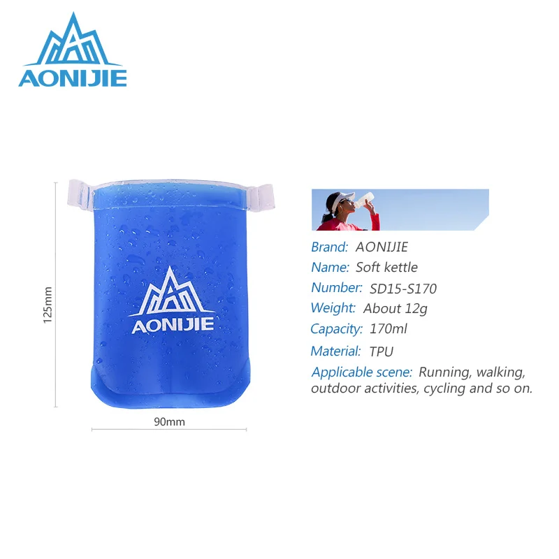 AONIJIE прочный BPA-Free складной мягкий мешок для воды переносной чайник для спорта на открытом воздухе походная бутылка для воды 170 мл 250 мл 500 мл