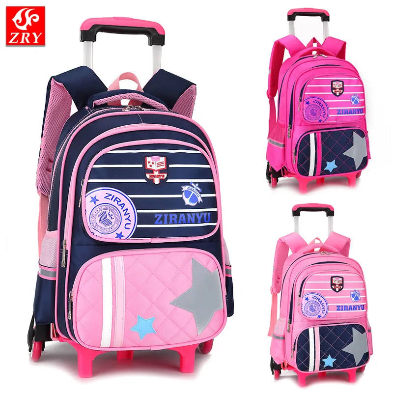 Buy High quality kids trolley school bag 2/6 wheels