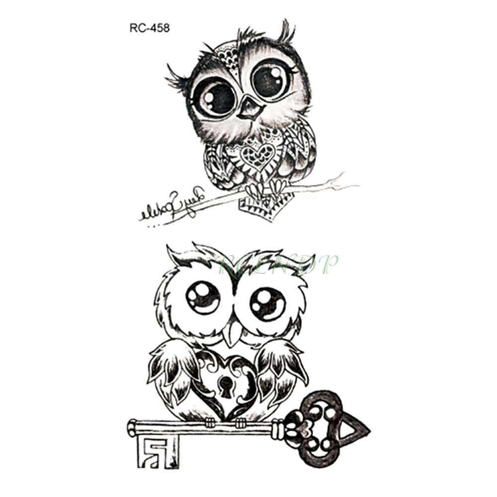Waterproof Temporary Tattoo Lovely Owl On Ankle Tatto Stickers