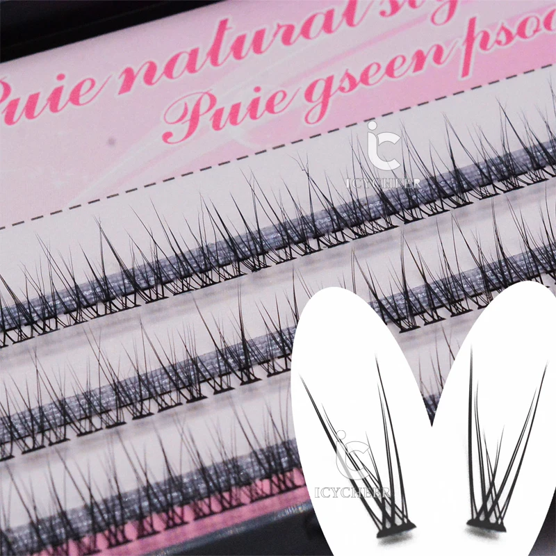 

ICYCHEER Handmade Natural Long Eyelashes Fish Tail Eyelashes Individual Cluster False Eyelashes Individual Eyelash Extensions