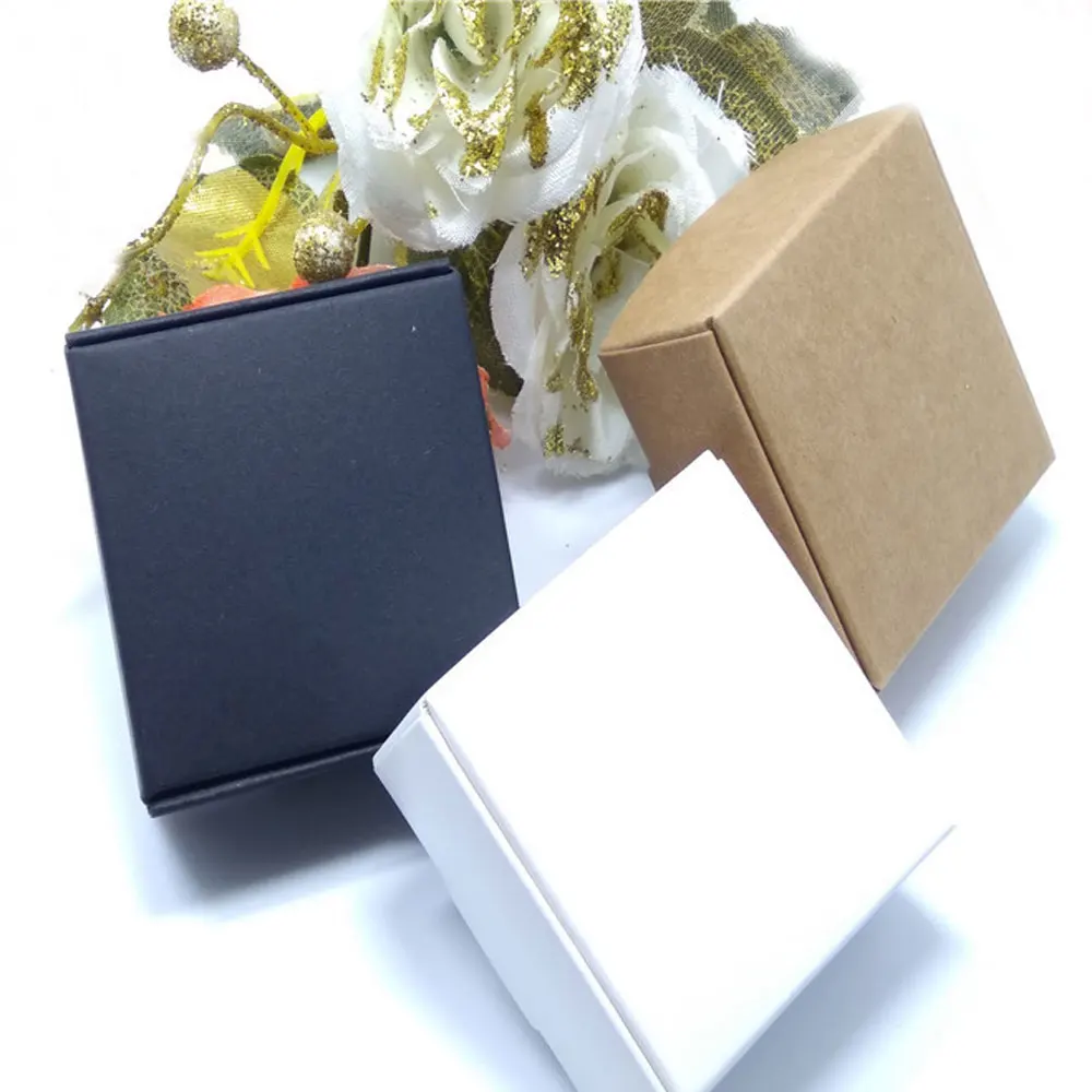 

50pcs New DIY Kraft Paper/Black/white Gift Box For Wedding Favors Birthday Party Candy Cookies Christmas party gift ideas Boxes