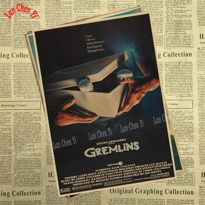 Серый Gremlins Фэнтези фильм ужасов крафт бумага Плакат кафе высокое качество печати рисунок ядро декоративная живопись - Цвет: Серый