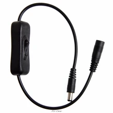 1pc 2.1mm/5.5mm dc em linha interruptor de alimentação ligar/desligar cabo jack para plug 12v laca