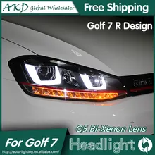 AKD автомобильный Стайлинг для VW Golf 7 фары 2013- Golf7 светодиодный налобный фонарь Golf 7 R DRL Bi Xenon объектив Высокий Низкий Луч парковочная противотуманная фара