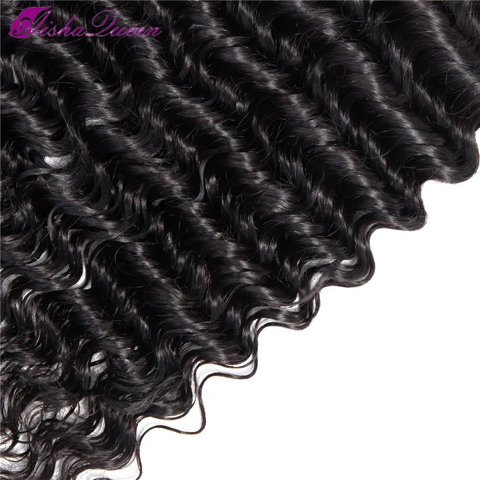 Aisha Queen 100% Human Hair Bundles Deep Wave 1 Bundles Non Remy Brazilian Hair Weave Natural Color 8\