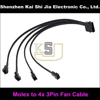 

Black Sleeved IDE 4 Pin Molex to 4x 3Pin Fan Power Supply Splitter Cable - 30CM