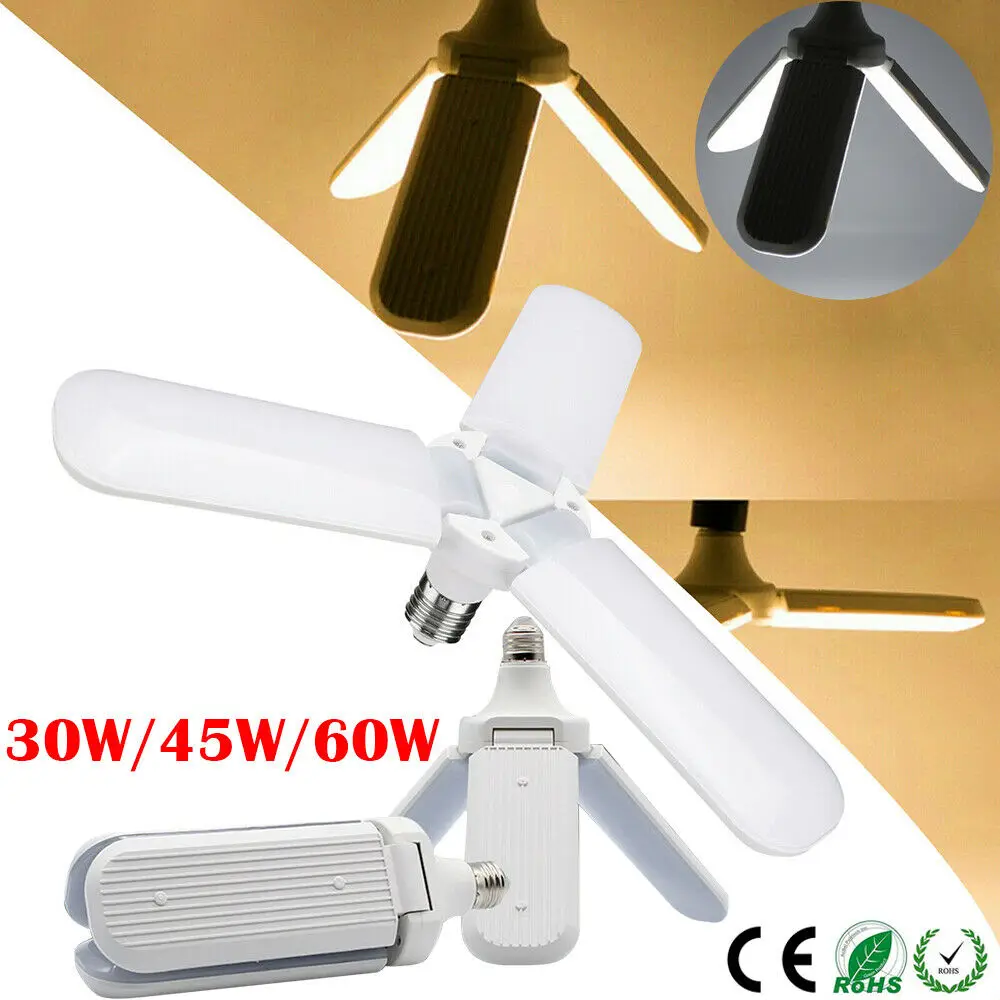 

96V-265VAC E27 LED Bulb Foldable Fan Blade Bulb 30W 45W 60W LED Lamp Super Bright White warm white for Indoor Home Ceiling Light