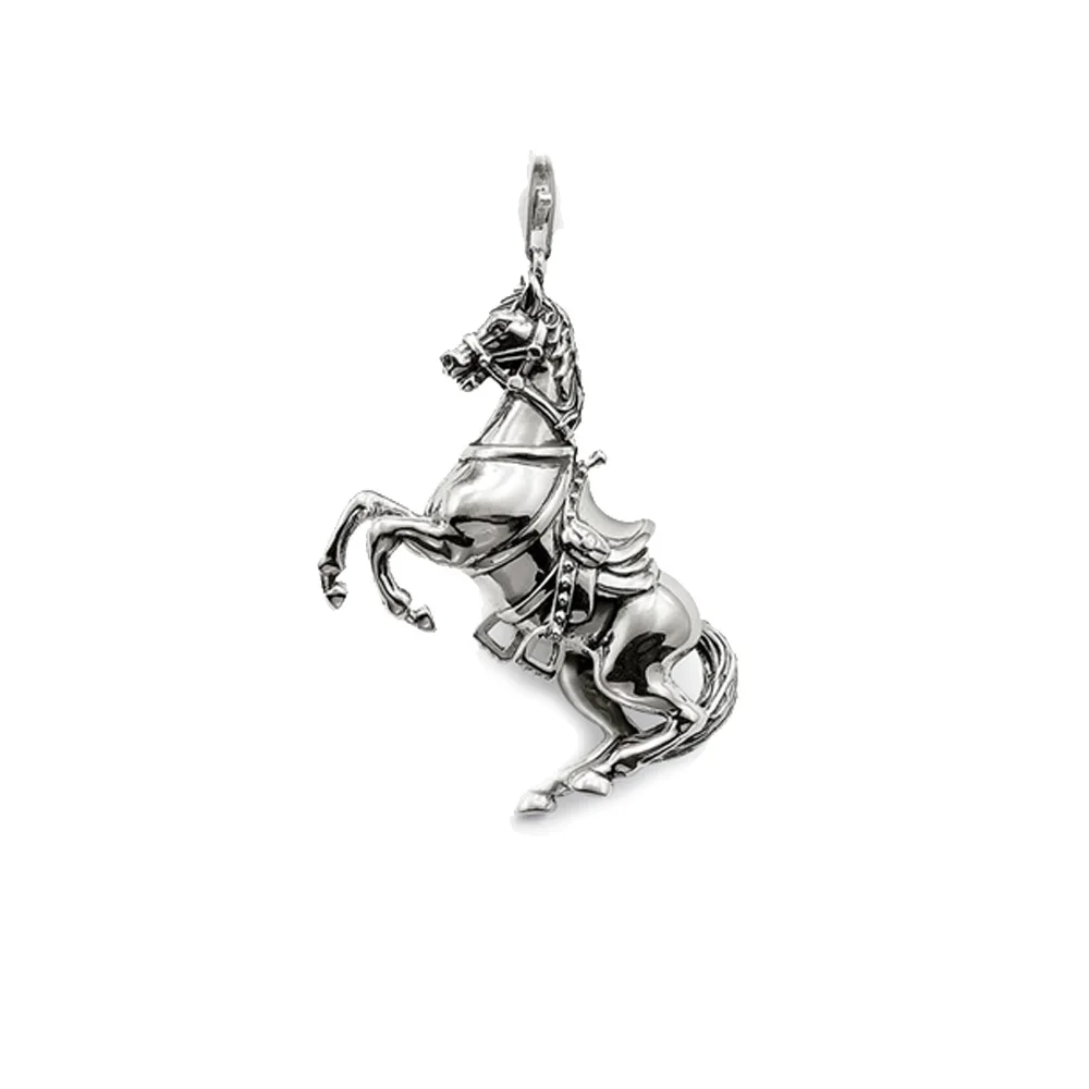 

925 Sterling Silver War Horses Pendants Fit Chain Necklace, European Most Fashion Battle Steed Jewelry Bijoux Gift for Women Men