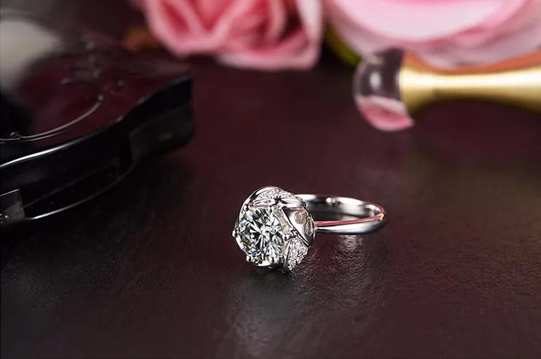 Jewellwang Moissanite 18 К белое золото кольцо для женщин 1,0 карат цветок Сертифицированный vvs1 обручальные кольца специальные