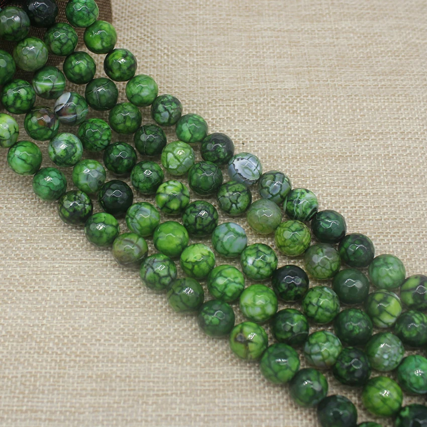 

Faceted Round Green Fire Agates Beads Natural Stone Beads Pick Size 8/10/12/MM Beads For Jewelry Making Bracelet Necklace Beads