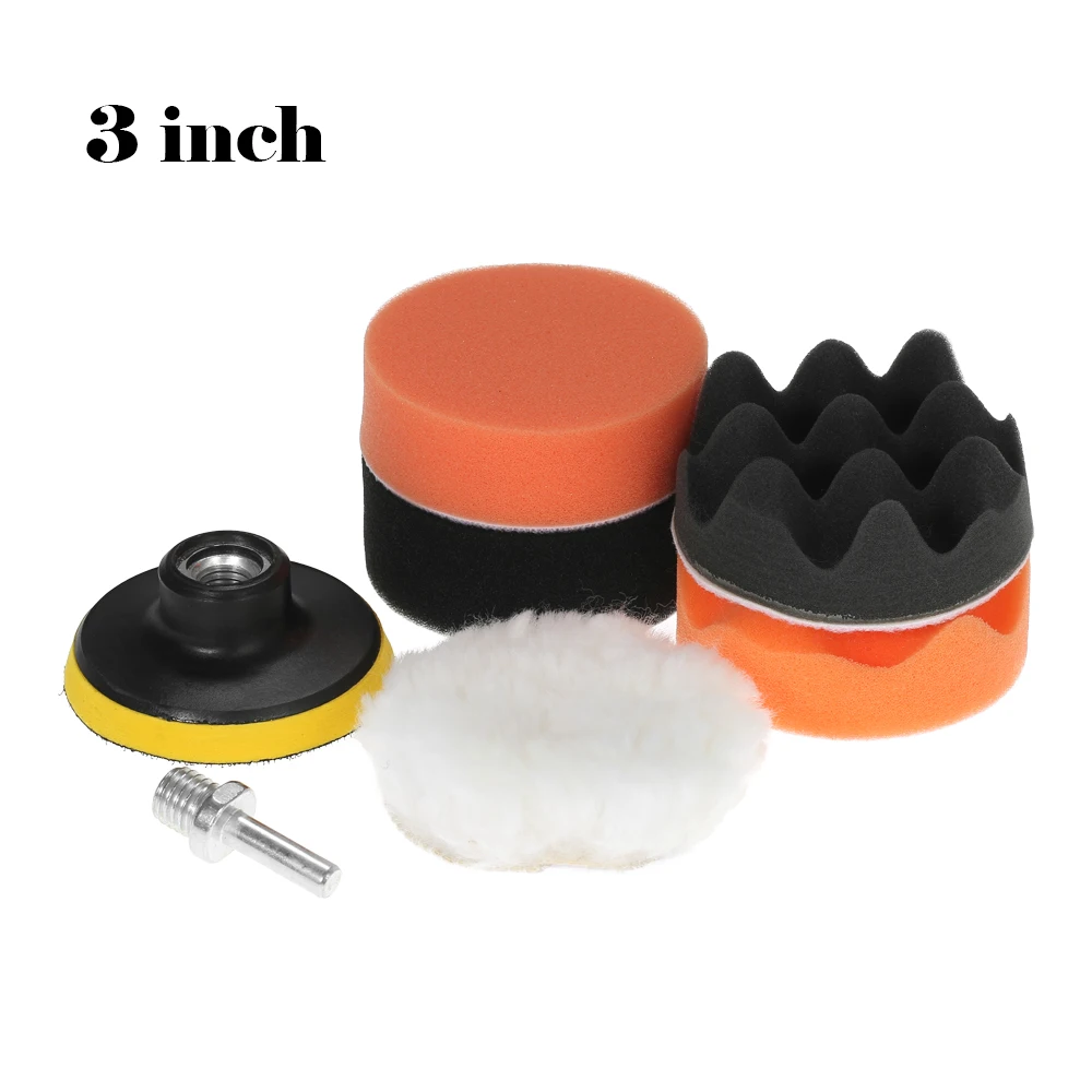 7PCS Car Polishing Sponge Pad Kit Set Waxing Buffing Pads 4 Polishing Pads +Woolen Buffer