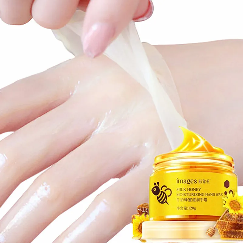 

images Milk Honey Paraffin Wax Hand Mask Hand Care Moisturizing Whitening Skin Care Exfoliating Calluses Hand Film Hand Cream