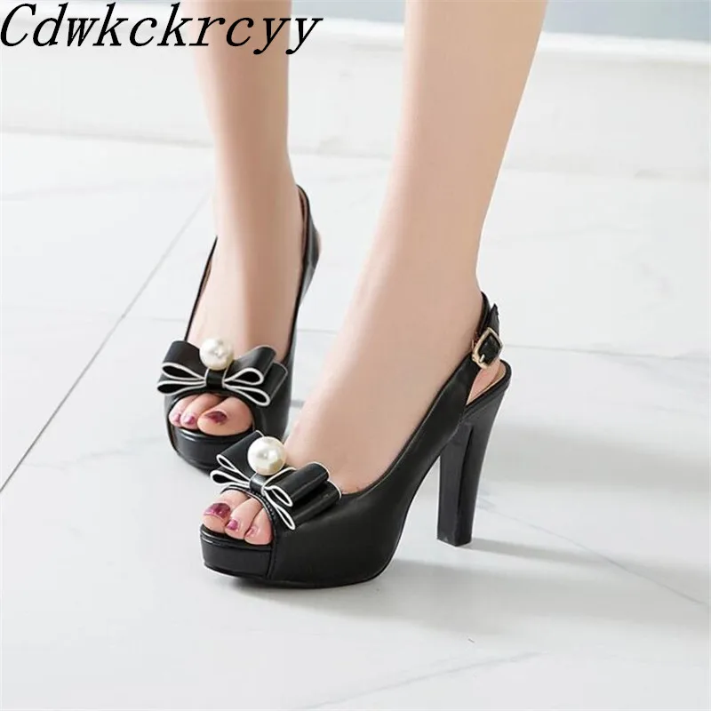 

Summer New pattern fashion Simplicity High-heeled Fish mouth Women sandals black white Pink Sweet Shallow mouth Women sandals