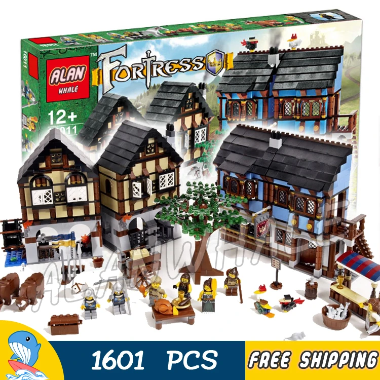

1601pcs Castle Series Medieval Market Village Assemble 16011 DIY Model Building Blocks Children Toys Bricks Compatible with Lego