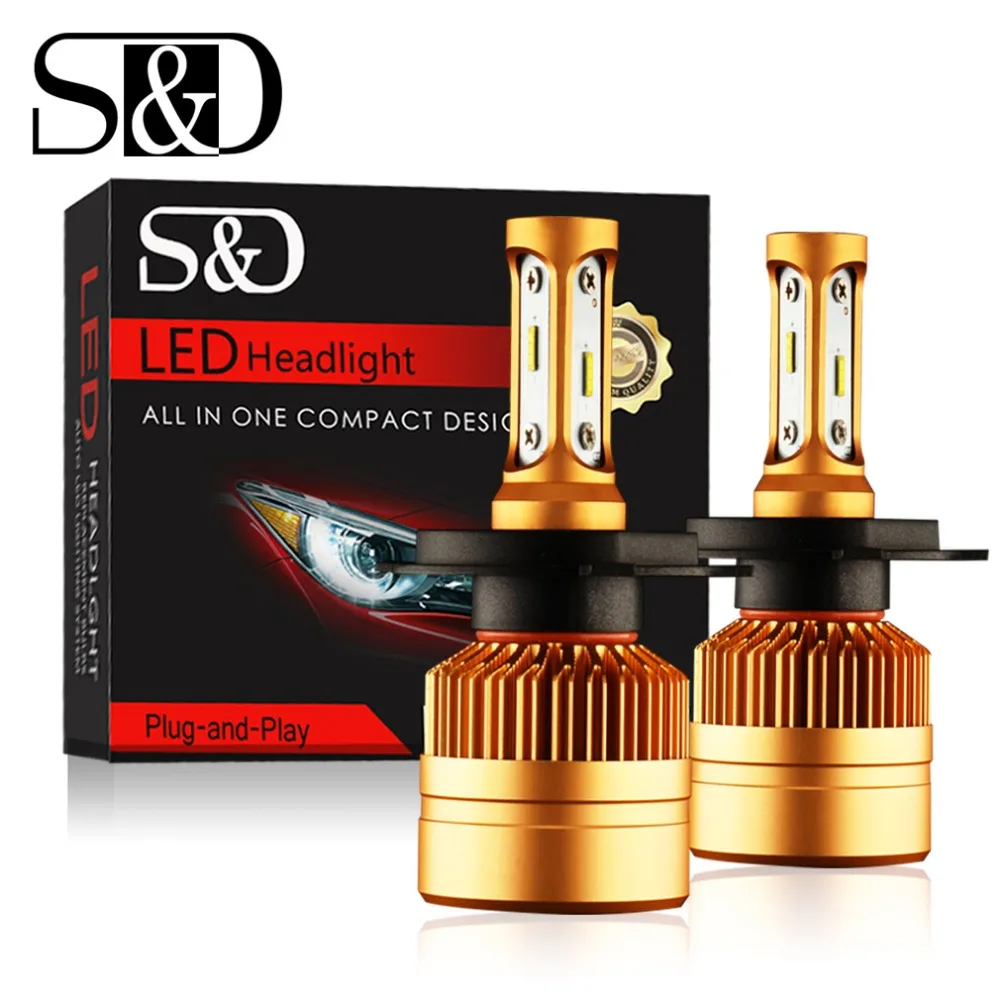 S&D Car Headlight H4 H7 LED H8 H11 HB3 9005 HB4 9006 H1 H3 H27 880 881 Auto Bulbs with 1515 Chips 8000lm Light Lamp 6000K 12V
