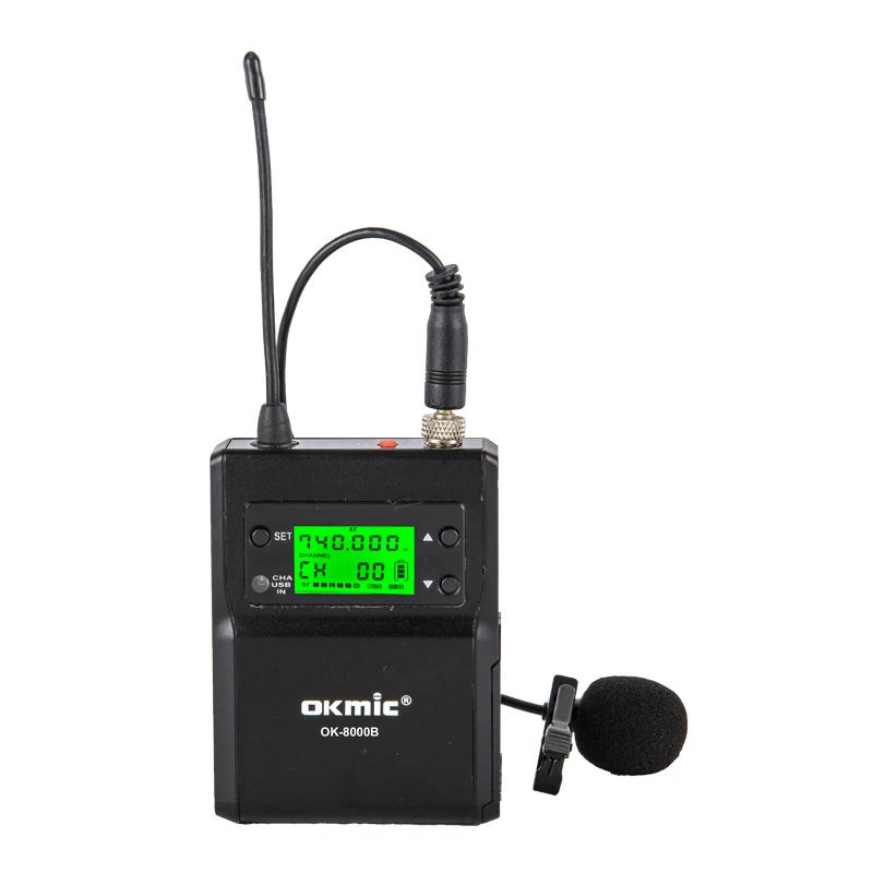 Высокое качество OKMIC OK-002U+ OK-8000B UHF Настоящее разнообразие Lavalier беспроводной микрофон системы цифровой ID Пилот Серии для сцены