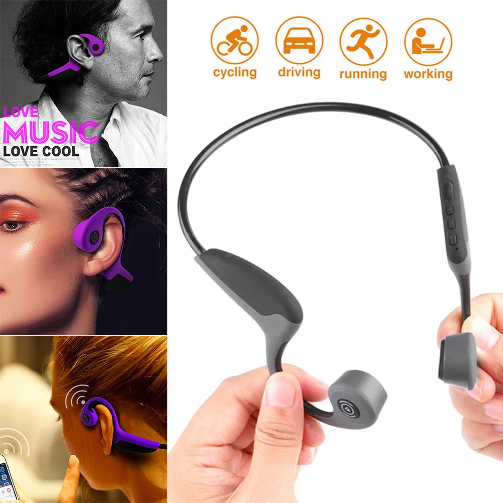 

Bluetooth 5.0 Wireless Headphones Bone Conduction Earphone Outdoor Sport Headset with MIC @JH