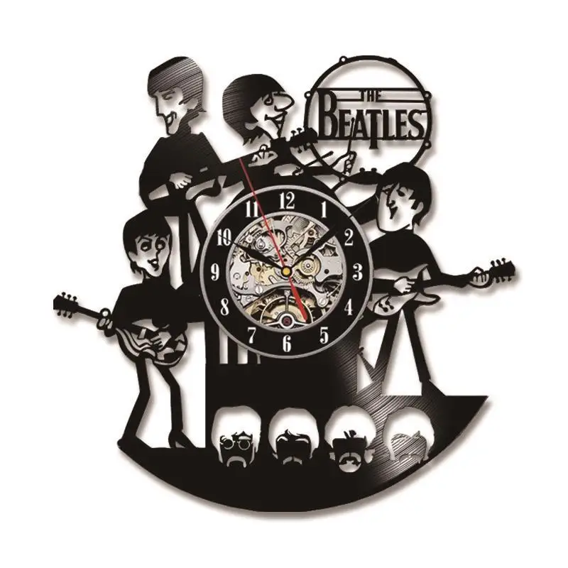 Kaufen 3D Schwarz Hohl Vinyl CD Rekord Uhr Die Berühmte band Kreative Wand Kunst Hängen Wanduhr Home Decor LED Uhr