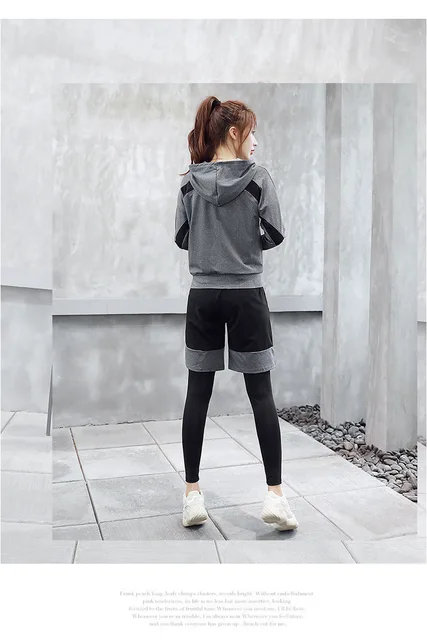 Korean sports suit 5 pieces yoga sets letter bra+t shirt+